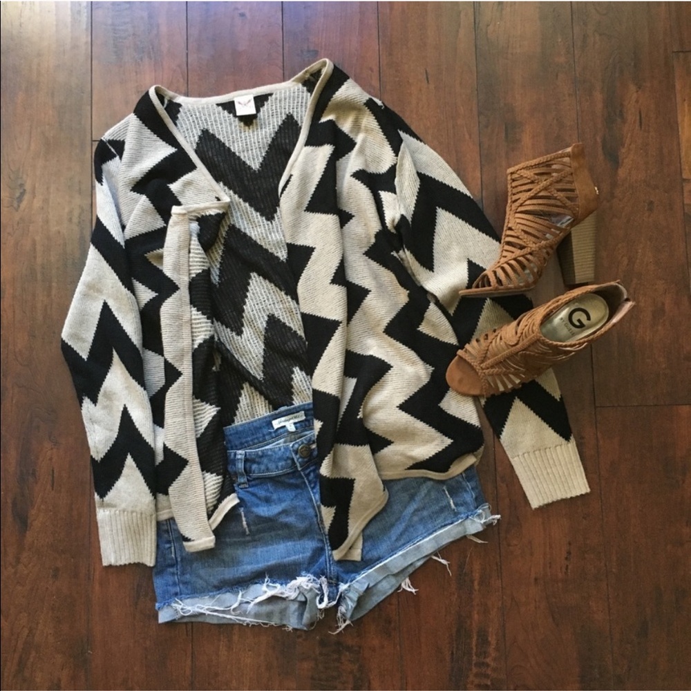 🔆 Faded Glory chevron cardigan sweater brown